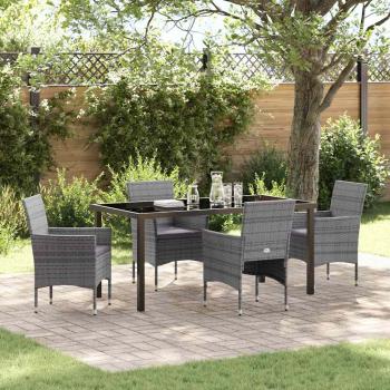 ARDEBO.de - 5-teiliges Garten-Essset Grauer Poly-Rattan