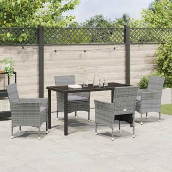 5-teiliges Garten-Essset Grauer Poly-Rattan