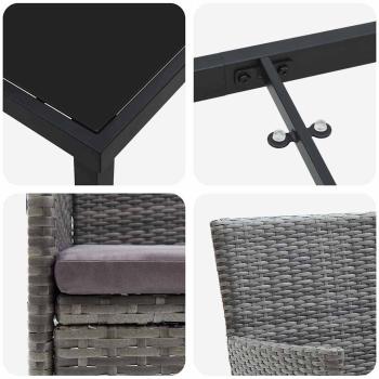 5-teiliges Garten-Essset Grauer Poly-Rattan