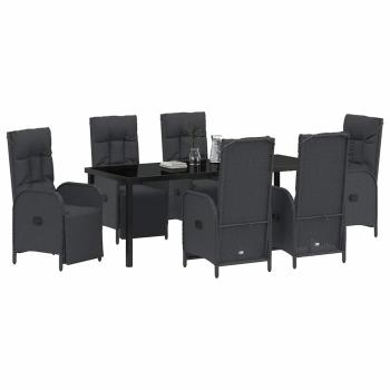 Garten Essgruppe 7 stk. Schwarz Poly-Rattan