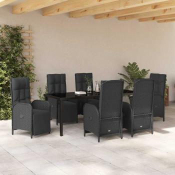 Garten Essgruppe 7 stk. Schwarz Poly-Rattan