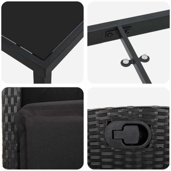 ARDEBO.de - 3-teiliges Garten-Ess-Set Schwarz Poly-Rattan