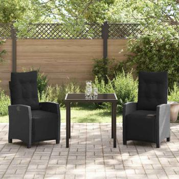 3-teiliges Garten-Ess-Set Schwarz Poly-Rattan
