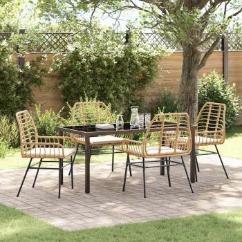 ARDEBO.de - 5-teiliges Garten-Essgruppe mit Kissen Braun Poly-Rattan