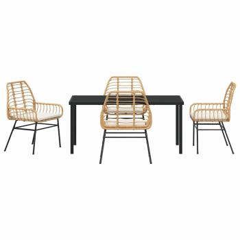 5-teiliges Garten-Essgruppe mit Kissen Braun Poly-Rattan