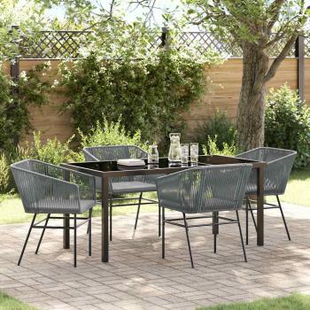 ARDEBO.de - Set aus 3 Grau PE-Rattan, pulverbeschichteter Stahl Standard