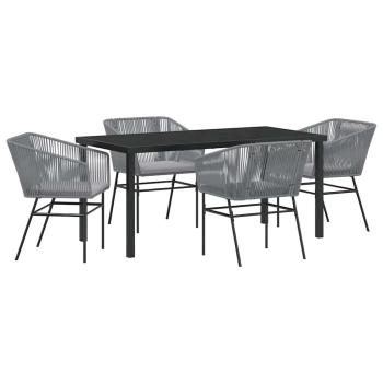 Set aus 3 Grau PE-Rattan, pulverbeschichteter Stahl Standard