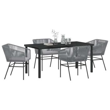 Set aus 3 Grau PE-Rattan, pulverbeschichteter Stahl Standard