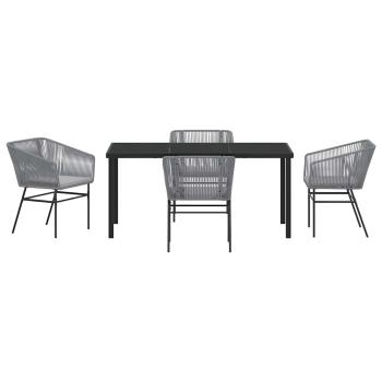 Set aus 3 Grau PE-Rattan, pulverbeschichteter Stahl Standard