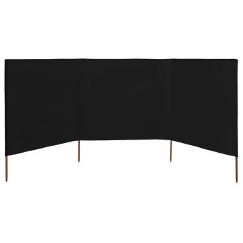 3-teiliges Windschutzgewebe 400 x 160 cm Schwarz