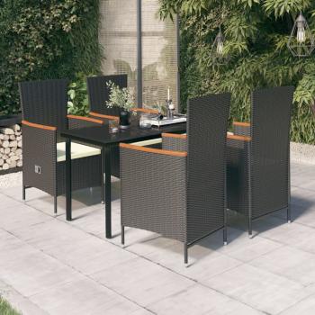 ARDEBO.de - 5-tlg. Garten-Essgruppe mit Kissen Schwarz