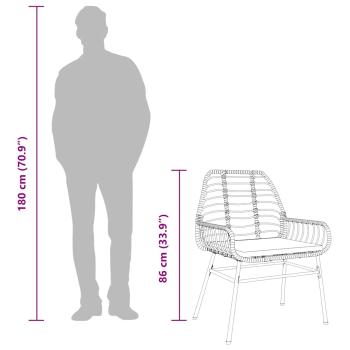 9-tlg. Garten-Essgruppe mit Kissen Braun Poly Rattan Glas