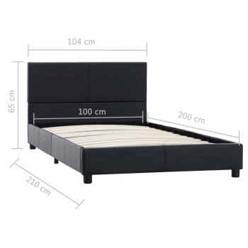 Bettgestell Schwarz Kunstleder 100x200 cm