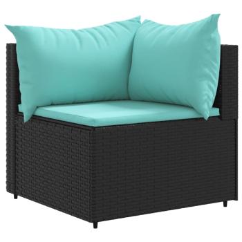 11-tlg. Garten-Sofagarnitur mit Kissen Schwarz Poly Rattan