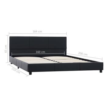 Bettgestell Schwarz Kunstleder 160x200 cm