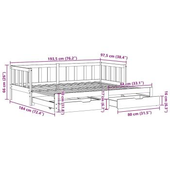Tagesbett Ausziehbar mit Schubladen ohne Matratze 90x190 cm