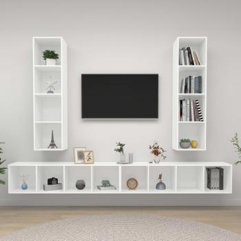 ARDEBO.de - TV-Wandschränke 4 Stk. Weiß Holzwerkstoff