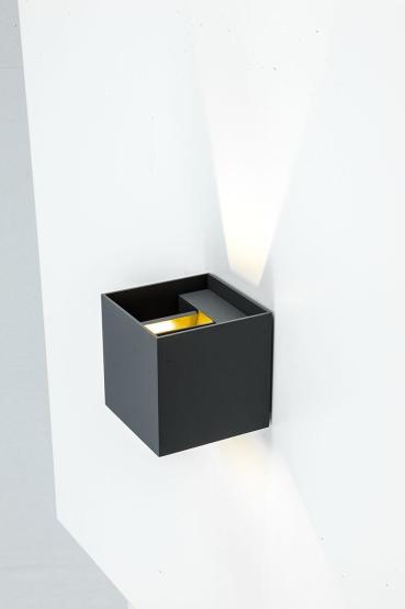 EVN CUBE LED Wandleuchte, 2-flmg. (up + down), IP54, 220-240V, 2x6W, 3000K, 2x400lm, anthrazit (L54121502RE)