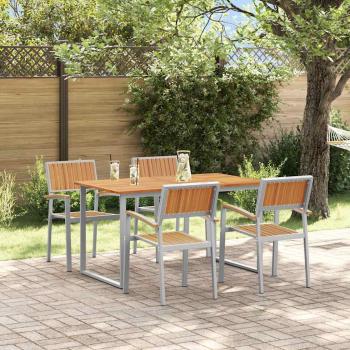 ARDEBO.de - Garten-Essgruppe Set aus 5 Grau Stahl Langlebig Essgruppe
