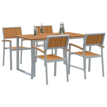 Garten-Essgruppe Set aus 5 Grau Stahl Langlebig Essgruppe