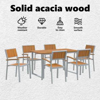 Garten Essgruppe 7 pcs Grau Massivholz Akazie