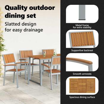 Garten Essgruppe 7 pcs Grau Massivholz Akazie
