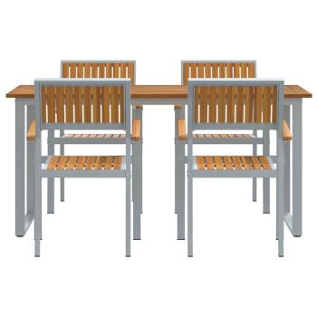 Garten-Essgruppe Set aus 5 Grau und Holzton Metall und Holz