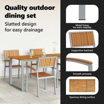 Garten Essgruppe 5 pcs Grau Massivholz Akazie