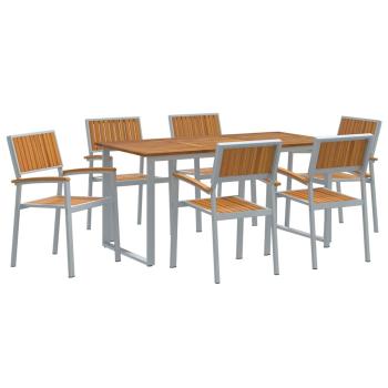 Garten Essset 7-teiliges Set Grau, Braun Pulverbeschichteter Stahl
