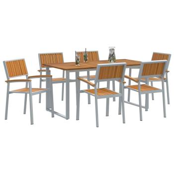Garten Essset 7-teiliges Set Grau, Braun Pulverbeschichteter Stahl
