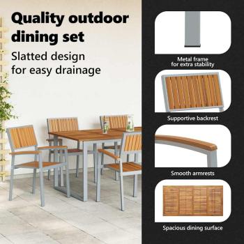 Garten Essgruppe 7 pcs Grau Massivholz Akazie