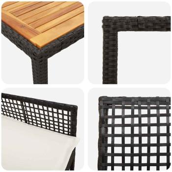 5-teiliges Garten Esszimmer Set mit Kissen Schwarz Poly Rattan