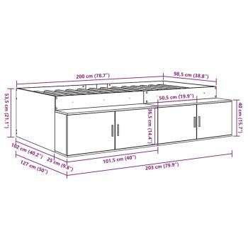 Stauraumbettgestell Geräucherte Eiche 100x200 cm