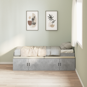 Bettrahmen mit Schubladen Beton Grau 90 x 200 cm Holzwerkstoff