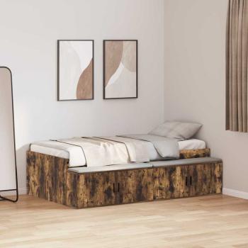ARDEBO.de - Stauraum Bettgestell Geräucherte Eiche 90x200 cm