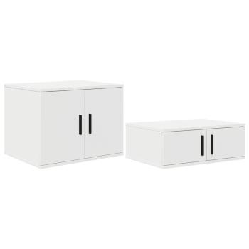 Stauraum-Bettgestell Set aus 3 Weiß Massivholz, Spanplatte