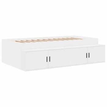 Stauraum-Bettgestell Set aus 3 Weiß Massivholz, Spanplatte