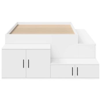 Stauraum-Bettgestell Set aus 3 Weiß Massivholz, Spanplatte