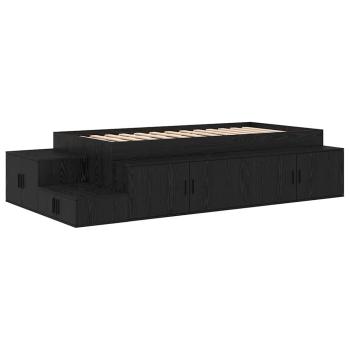 Stauraum Bettgestell Schwarz-Eiche 80x200 cm