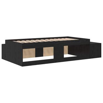 Stauraum Bettgestell Schwarz-Eiche 80x200 cm