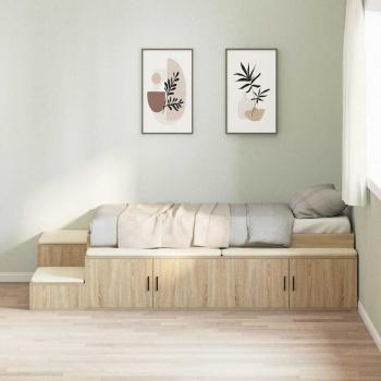 ARDEBO.de - Stauraum Bett Sonoma Eiche Holzwerkstoff 90 x 190 cm
