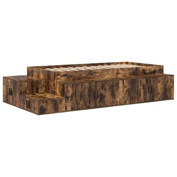 Stauraumbett Geräucherte Eiche Spanplatte, MDF 90 x 190 cm