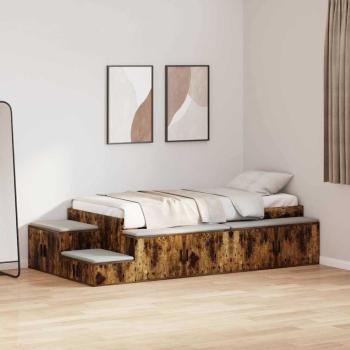 Stauraumbett Geräucherte Eiche Spanplatte, MDF 90 x 190 cm