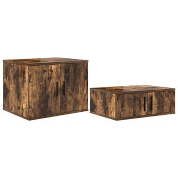 Stauraumbett Geräucherte Eiche Spanplatte, MDF 90 x 190 cm