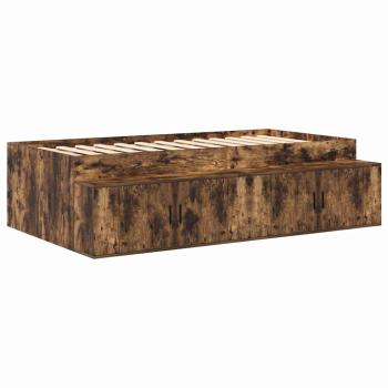 Stauraumbett Geräucherte Eiche Spanplatte, MDF 90 x 190 cm