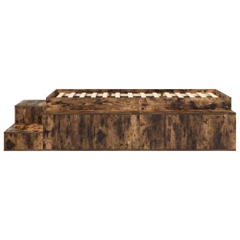 Stauraumbett Geräucherte Eiche Spanplatte, MDF 90 x 190 cm