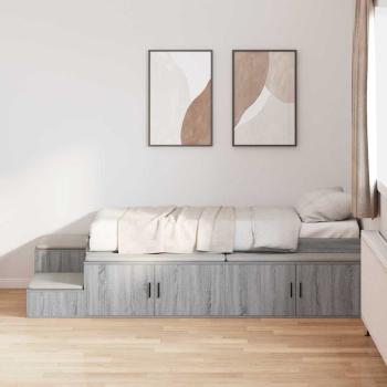 ARDEBO.de - Stauraum Bett Grau Sonoma MDF Einzel 90 x 190 cm