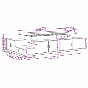 Stauraum Bettgestell Weiß 75x190 cm
