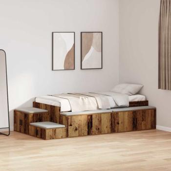 Stauraumbett Altholz Massivholz und Furniere 75 x 190 cm Stauraum