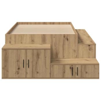 Stauraum Bett Massivholz Eiche Holzwerkstoff 75 x 190 cm